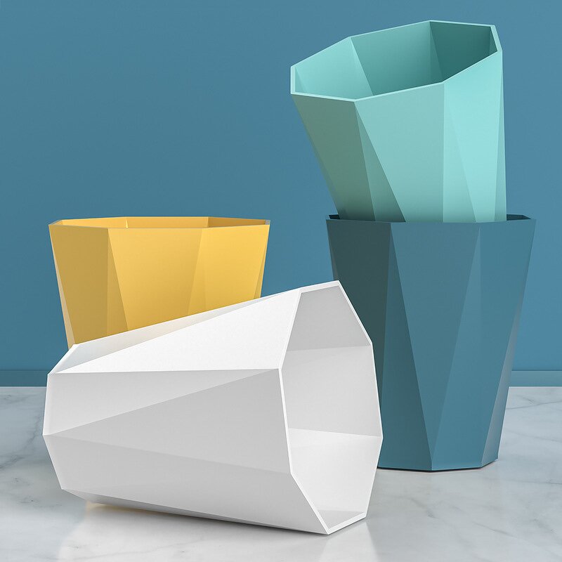 Trash Can - Square White Segregated Recycling for Child's Bedroom