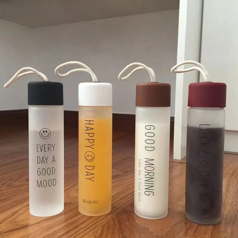 Glass Water Bottles - High Borosilicate Custom Logo Frosted Tumbler