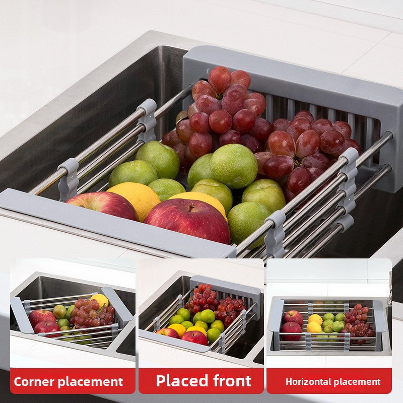 Dish Drying Rack - Single-Tier Retractable for Sink Fruit & Vegetable