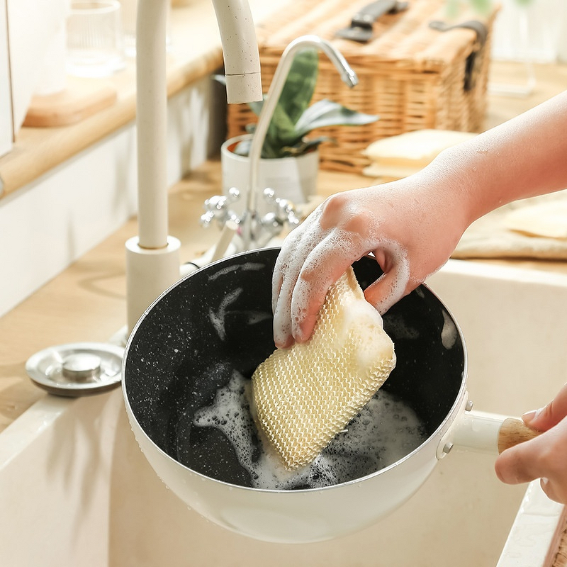 Dishwashing Scrubber - Bamboo Fiber with Steel Wool Pot Brush