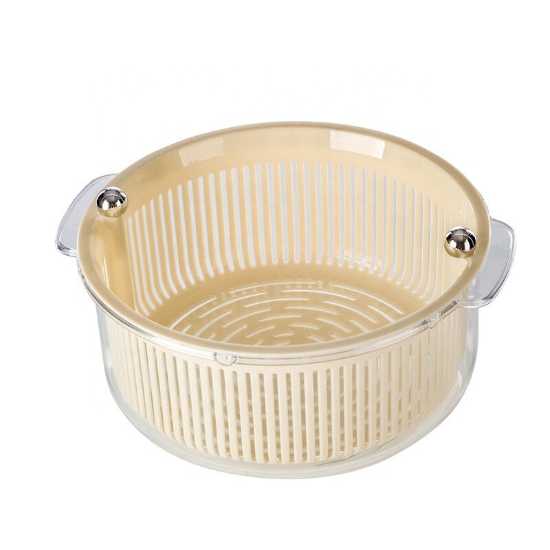 Salad Drain Basket - Multi-Functional Double-Layer Rotating for Kitchen