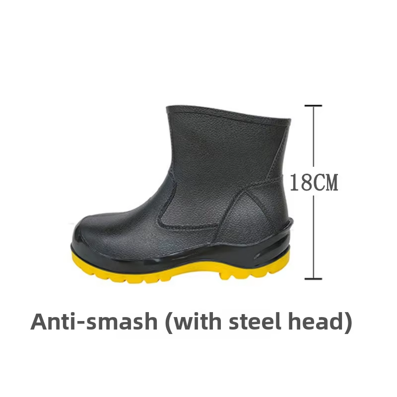 Labor Protection Shoes - PVC Steel Toe Acid Alkali Resistant Anti-Slip