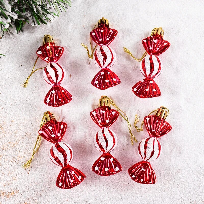 Christmas Tree Ornaments - Lollipop-Shaped Painted Plastic Hanging Pendant