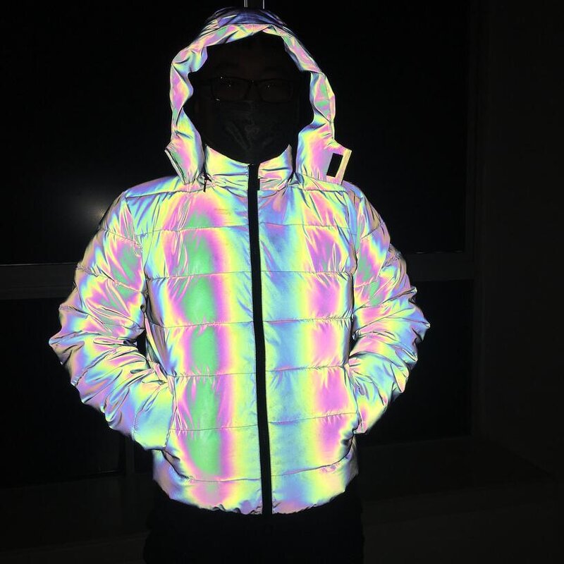 Safety Clothing - Holographic Stripe Reflective Men's Hip Hop Streetwear
