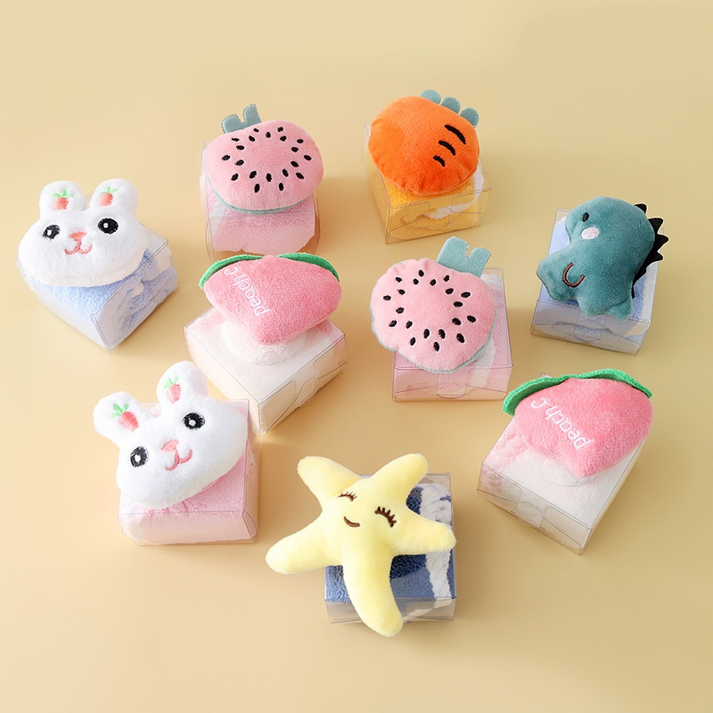 Hand Towel - Quick-Dry Cartoon for Wedding Souvenir Gift Coral Velvet