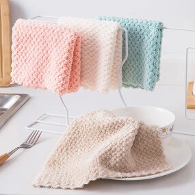 Microfiber Hand Towels - Pineapple Grid Thickened Absorbent for Household