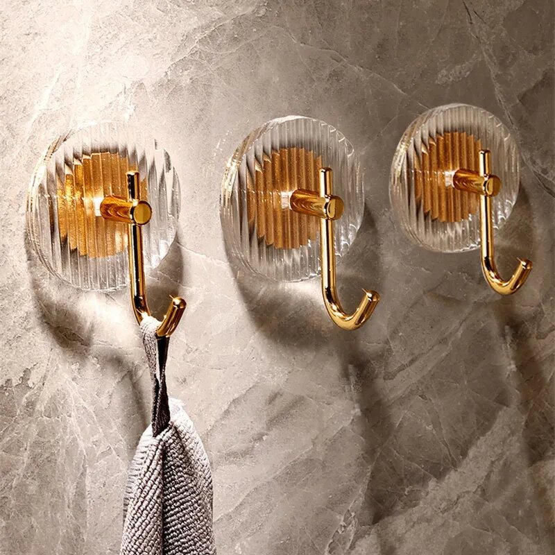 Wall Hooks - Acrylic Single Hanging Gold Silver Decorative Nail Free