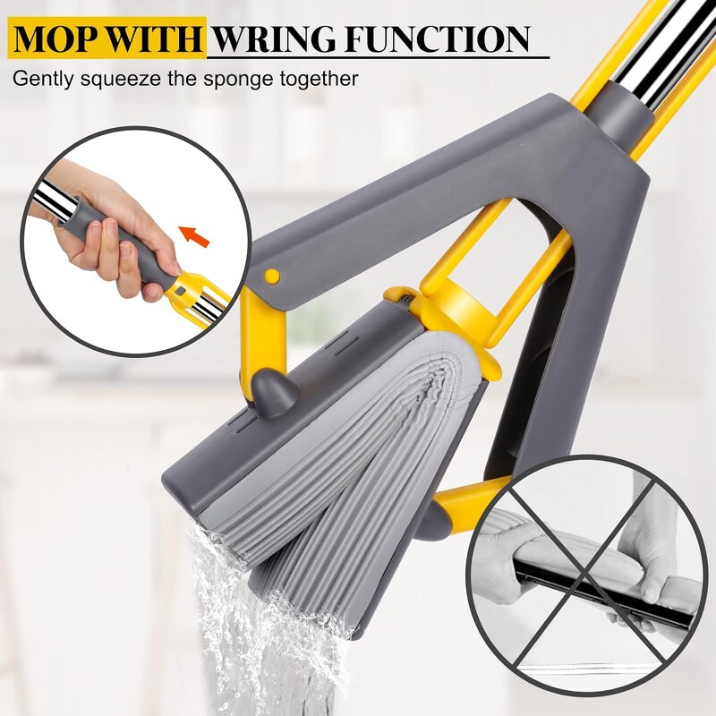 Telescopic Mop - 360 Swivel Steel Adjustable for Tub Tile Floor Window