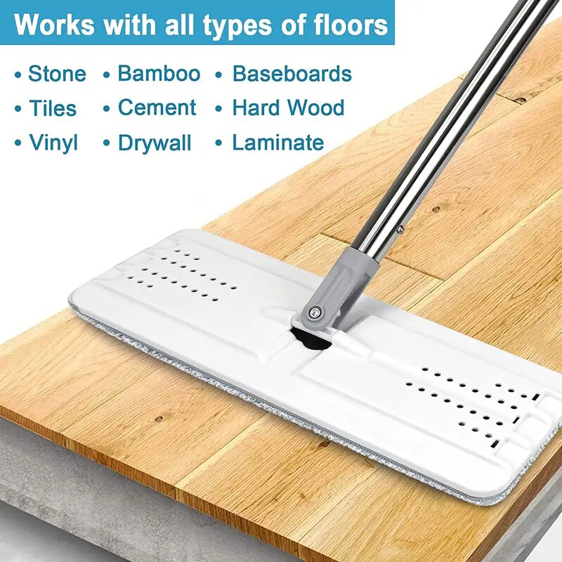 Flat Mop - Microfiber Wet & Dry with Bucket for Home Floor Cleaning