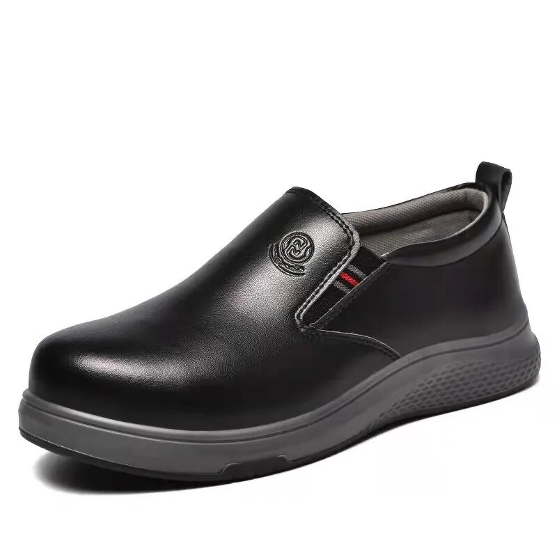 Work Shoes - Men's Leather Anti-Static Steel Toe Slip-On Security Boots