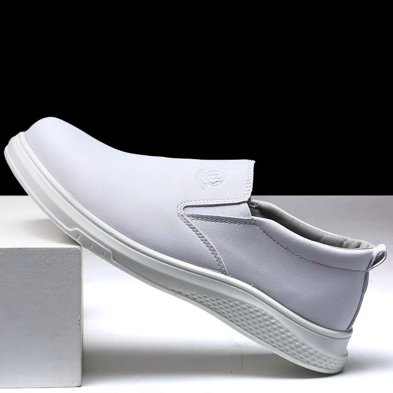 Work Shoes - Men's Leather Anti-Static Steel Toe Slip-On Security Boots