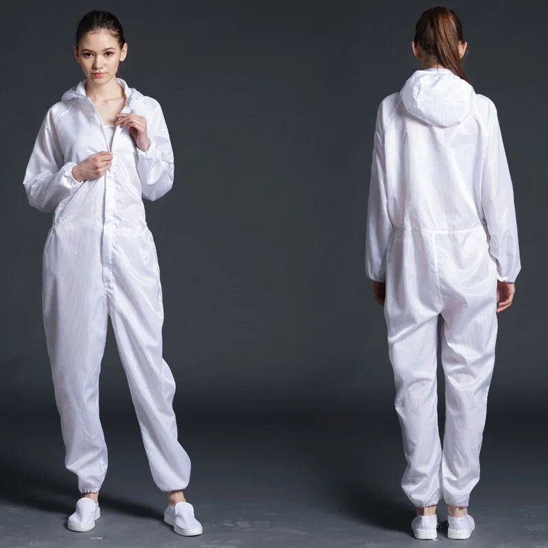 Coveralls - Unisex One-piece Hooded Cleanroom Anti-Static Dust-proof