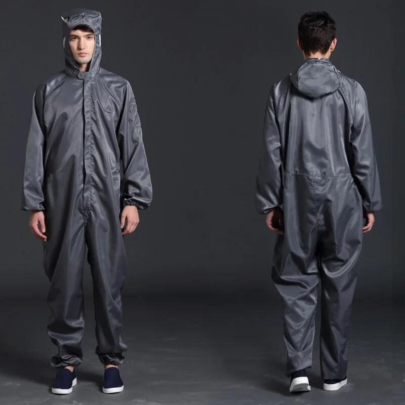 Coveralls - Unisex One-piece Hooded Cleanroom Anti-Static Dust-proof
