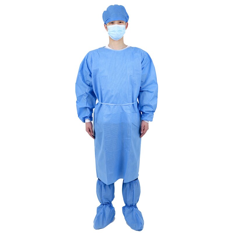 Medical Protective Clothes Manufacturer - Factory Wholesaler SMS Disposable Blue Non-Sterile Surgical Isolation Gown