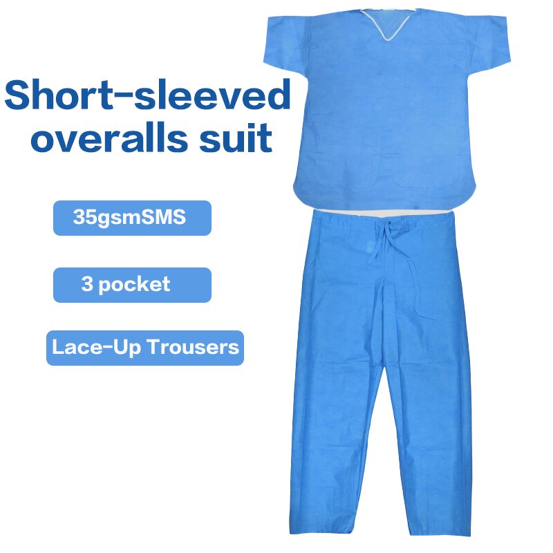 Disposable Scrub Suit Manufacturer - Blue V-Neck Hospital Surgical Suit