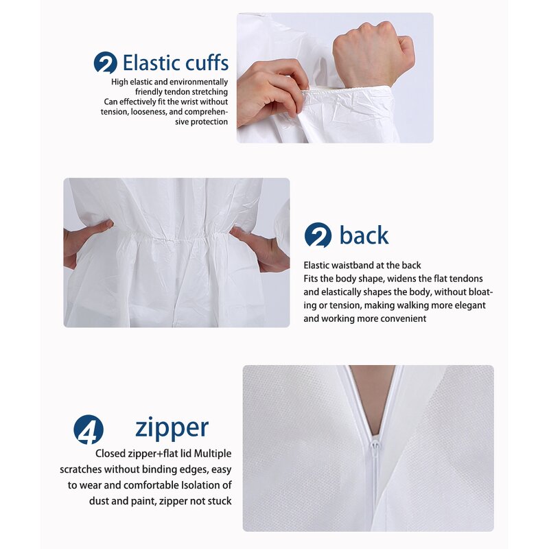 Disposable Protective Coverall Suit Manufacturer - Customization White Ppes Type 5 6 Microporous Nonwoven Safety