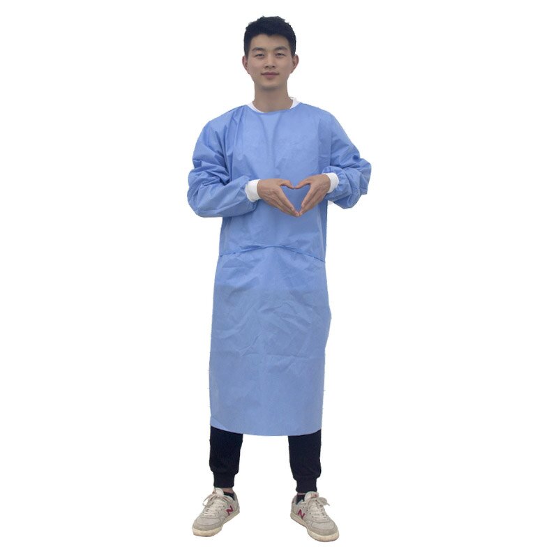 Disposable Surgical Gown Manufacturer - Unisex SMS Nonwoven Long Sleeve CE Blue PPE Isolation Hospital Protective Clothes