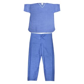 Disposable Scrub Suit Manufacturer - Blue V-Neck Hospital Surgical Suit
