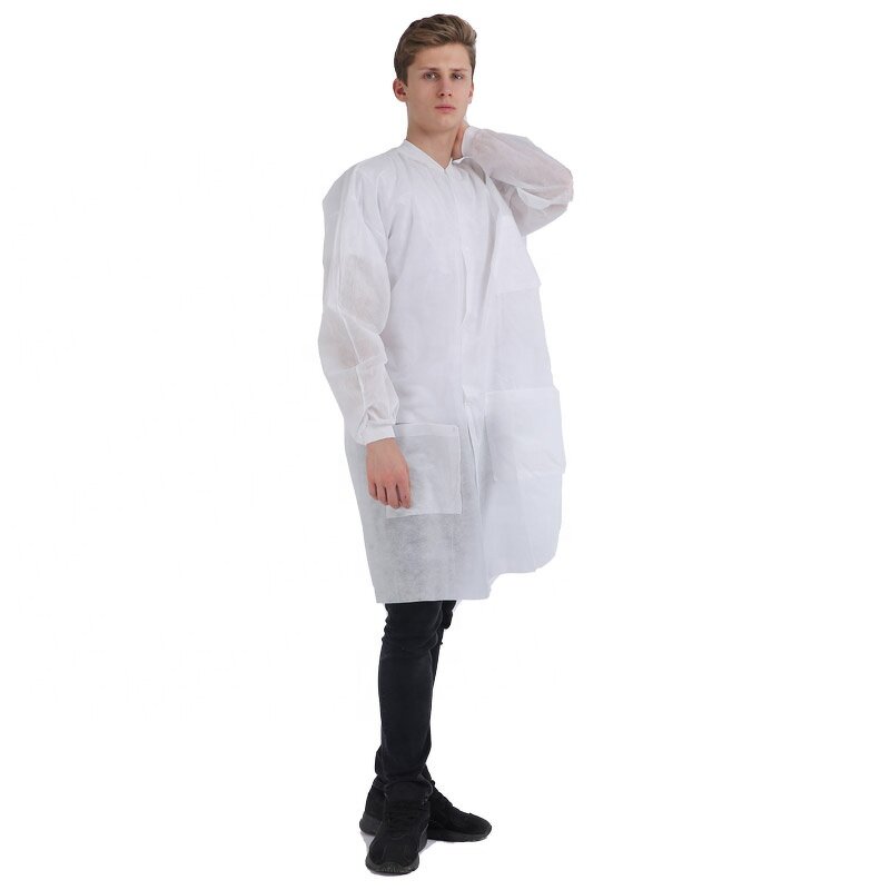 Hospital Gown Manufacturer - High Quality PP SMS Wholesale Factory Cheap Non Woven White Disposable Lab Coat