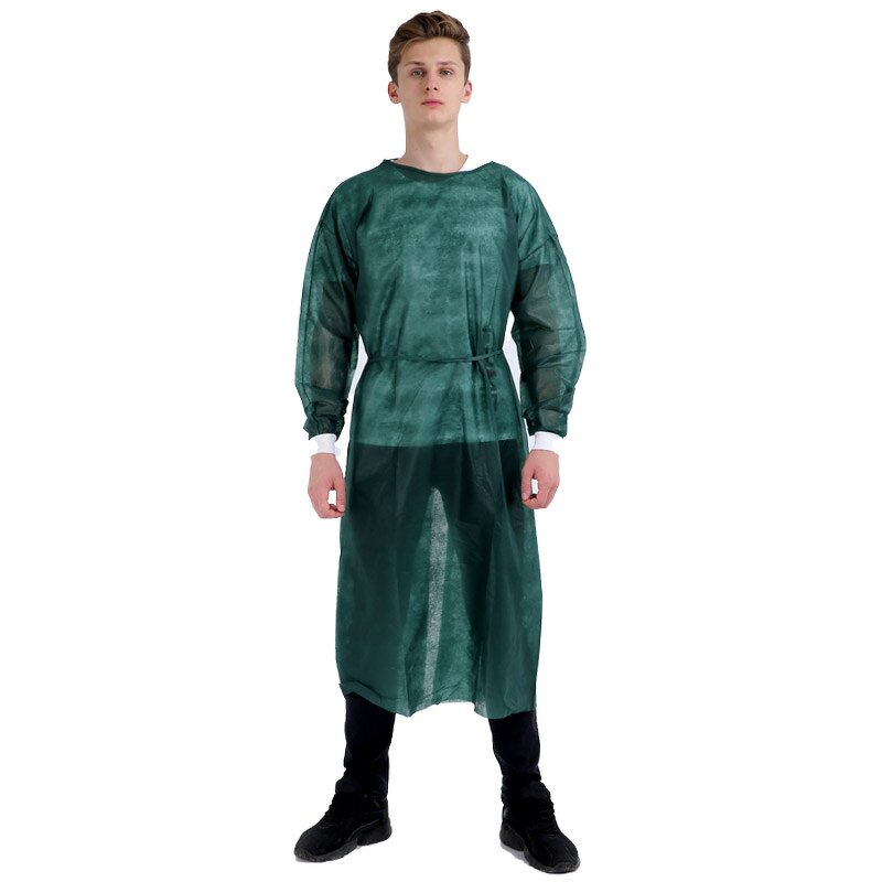 Isolation Gown Manufacturer - China Factory High Quality Disposable Dark Green Non-Woven for Medical Protective Clothes