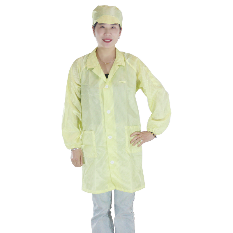 ESD Smock Manufacturer - Optimal Protection Anti-Static with 5mm Vertical Stripes Cleanroom Uniform Safety Product