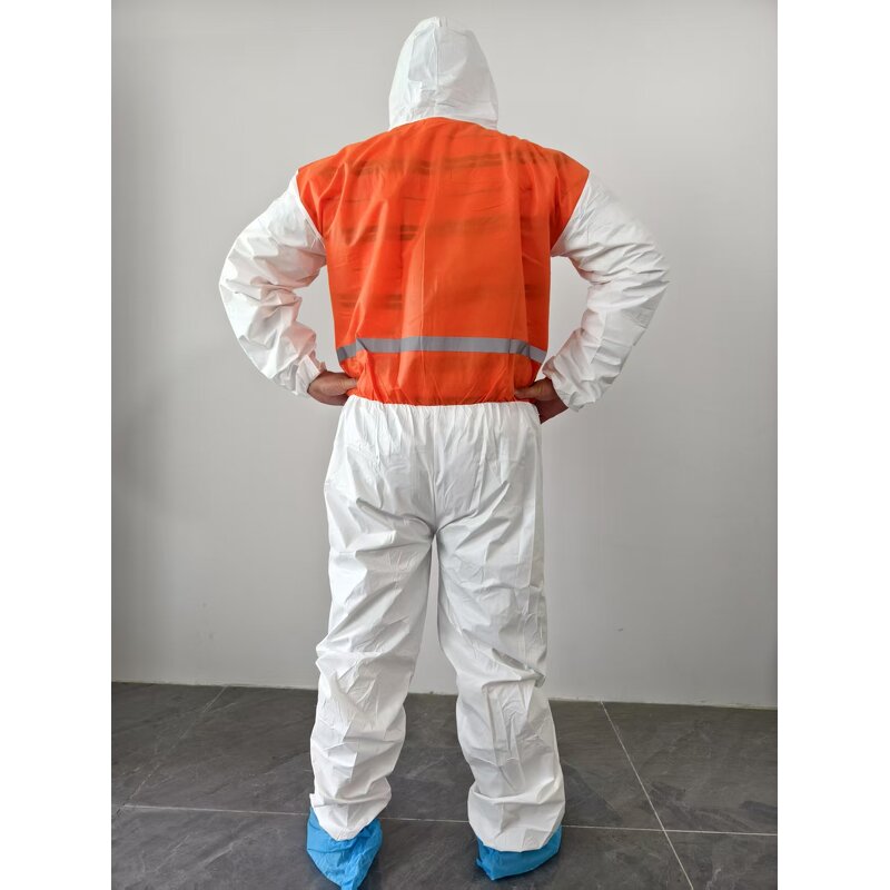 Disposable Coveralls Manufacturer - Breathable Workwear Microporous Ppes Protective Safety Construction Orange with Reflective