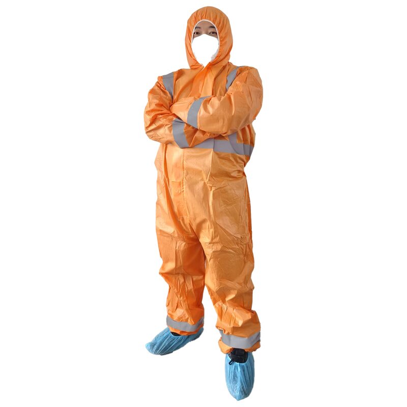 Disposable Coveralls Manufacturer - Breathable Workwear Microporous Ppes Protective Safety Construction Orange with Reflective