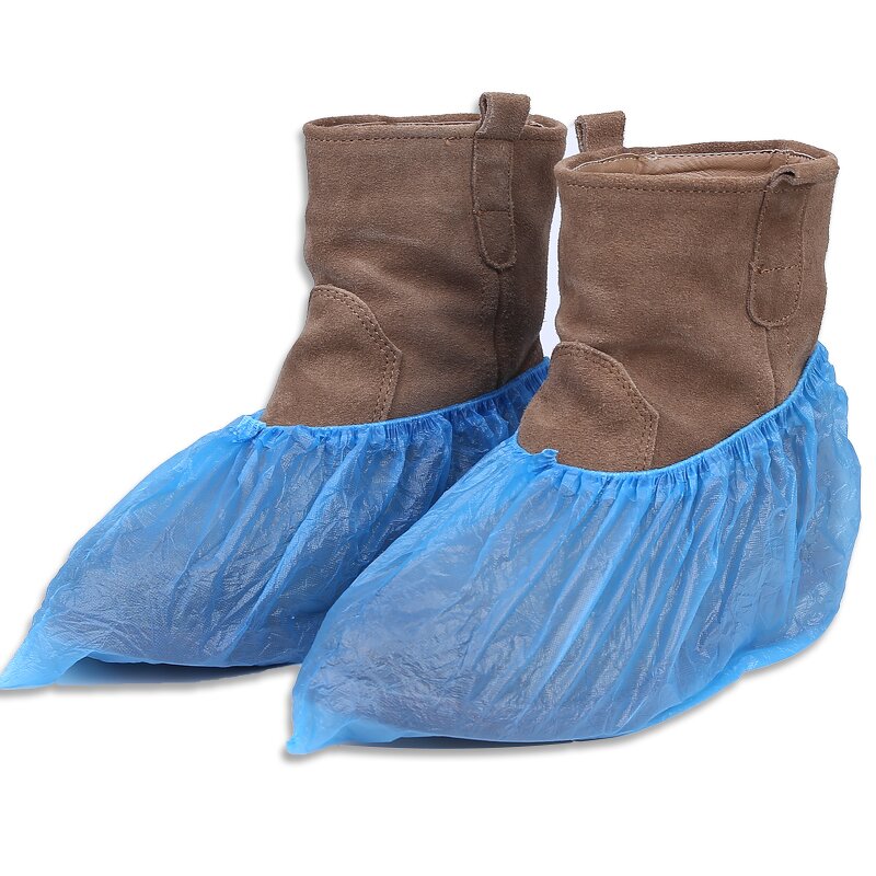 Boot Covers Manufacturer - 100Pairs Pack Blue Waterproof Non-Slip PE CPE Overshoes Disposable Plastic Outdoor Waterproof