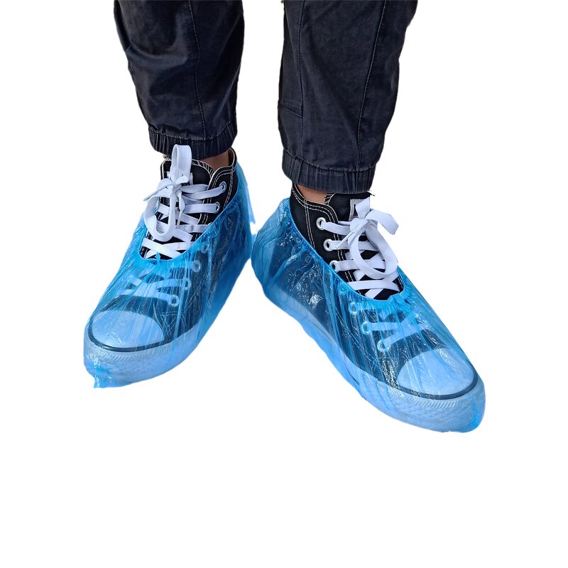 Boot Covers Manufacturer - 100Pairs Pack Blue Waterproof Non-Slip PE CPE Overshoes Disposable Plastic Outdoor Waterproof