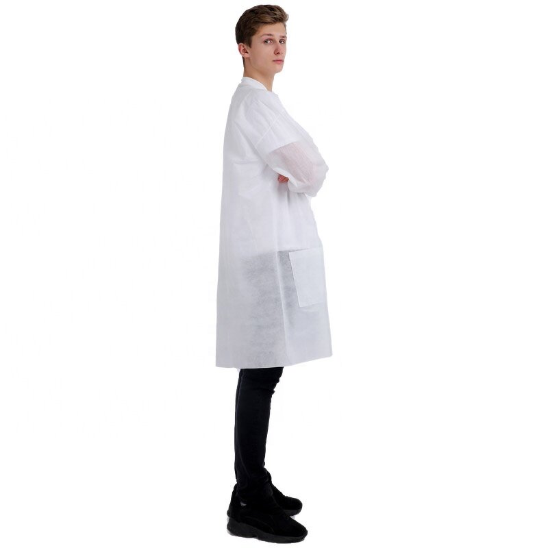Hospital Gown Manufacturer - High Quality PP SMS Wholesale Factory Cheap Non Woven White Disposable Lab Coat