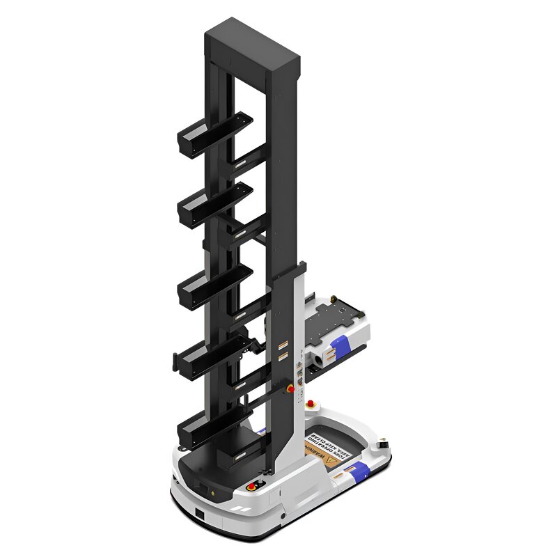 AGV Car Manufacturer - Laser Navigation Method Automated Guided Vehicle Forklift AGV Stacker 100kg 500kg Multi Layer Material Box Robot