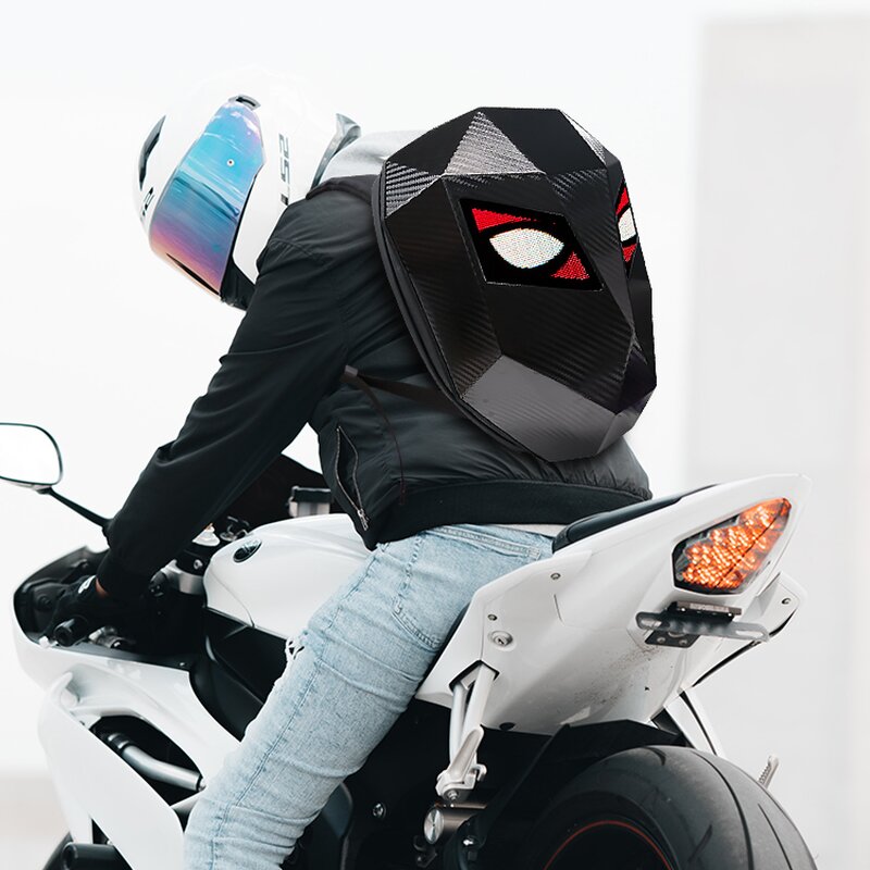 LED Display Backpack Manufacturer - Dynamic Knight Design Waterproof Smart Laptop with LED Lights Hard Shell Motorcycle Use