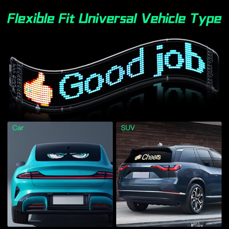 Flexible LED Demon Eye Display Manufacturer - Truck & Car RGB Smart App-Controlled Scrolling Wide Devil Eye Windshield Digital