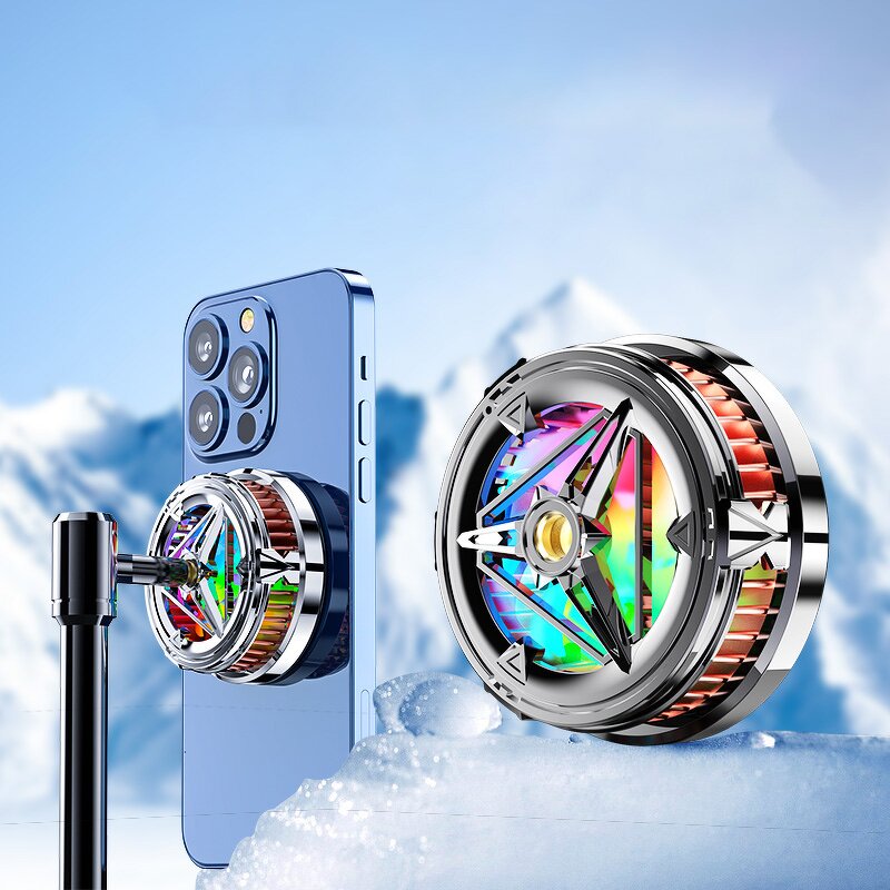 Mobile Phone Radiator Manufacturer - Silent Metallic Quick Cooling Fan with Ring Light for Gaming and Video Watching