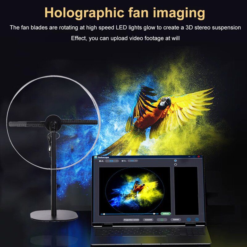 3D Hologram Projector Manufacturer - 30cm Mini Desktop Transparent Protective Cover LED Fan Display Indoor