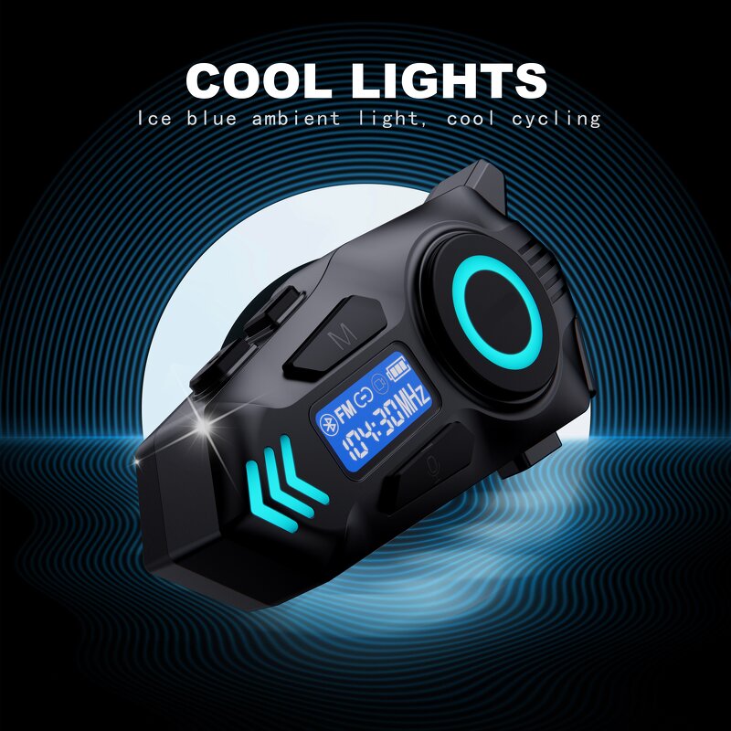 Motorcycle Helmet Headphones Manufacturer - K09 Intercom RGB Lights Built-in Display FM Radio 500M Voice Assistant LED Indicator
