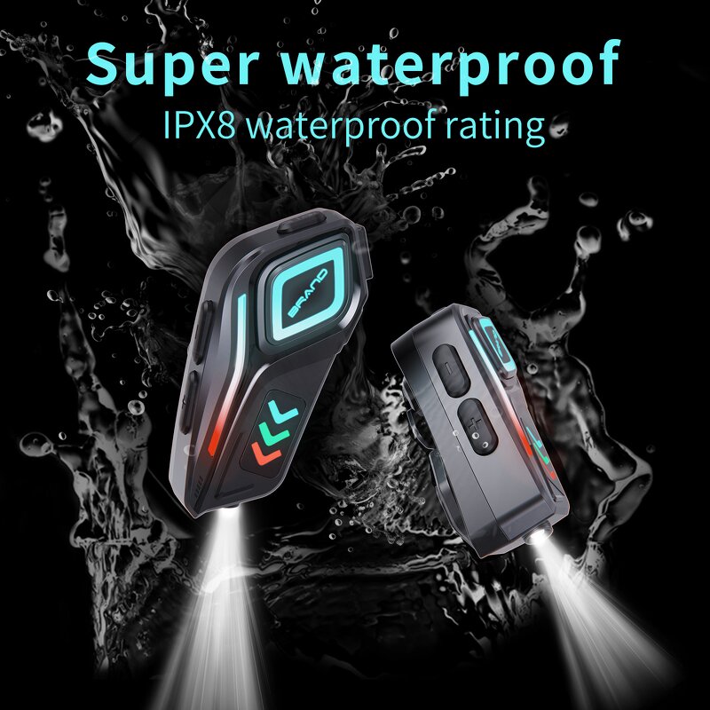 Wireless LED Headphones Manufacturer - K07 RGB Lighting Waterproof BT Earphones for Sports Motorcycle Helmet Riders