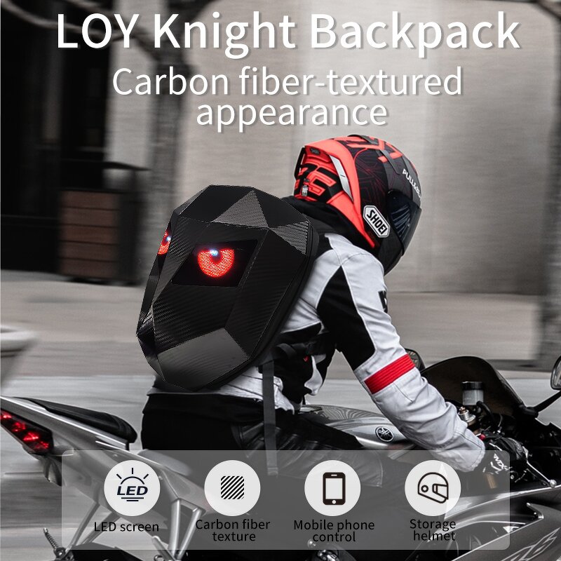LED Display Backpack Manufacturer - Dynamic Knight Design Waterproof Smart Laptop with LED Lights Hard Shell Motorcycle Use