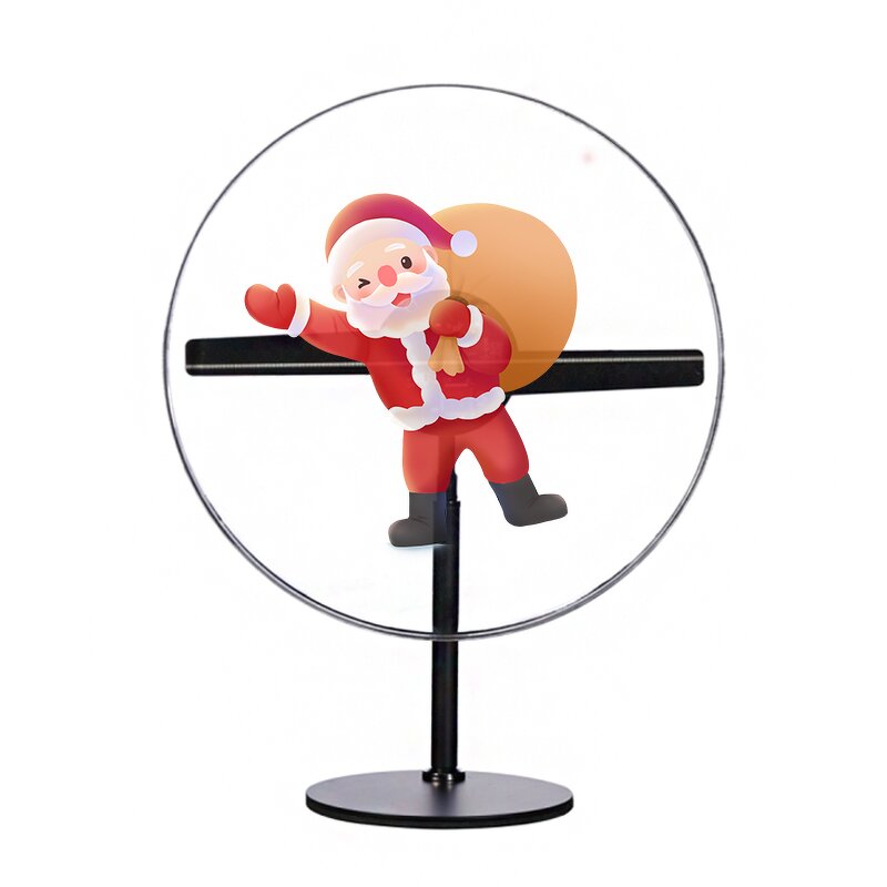 3D LED Fan Manufacturer - 30cm Holographic Display Indoor Advertising with Mobile Power Supply & Safety Cover OEM