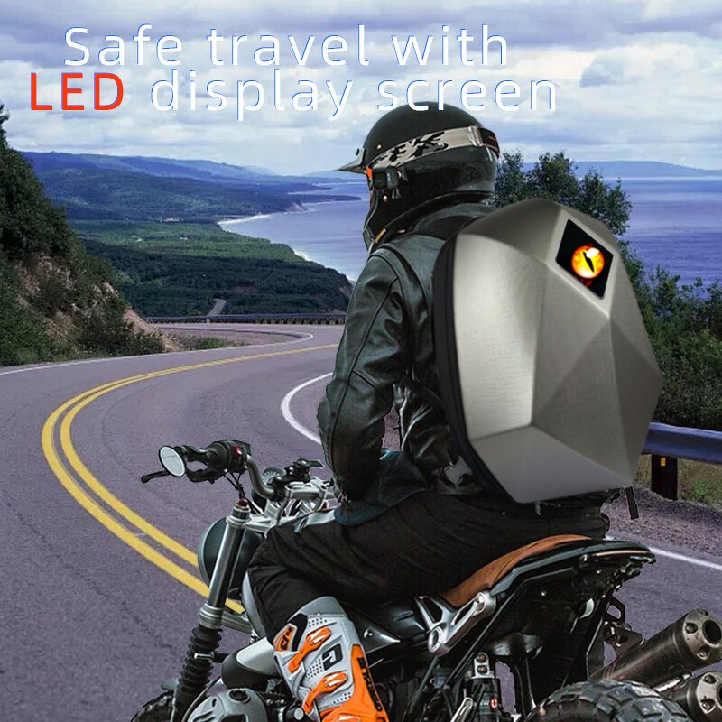 Motorcycle Knight Backpack Manufacturer - Daily Used LED Display Screen Sign Panel Expandable Space with Helmet Back Packs