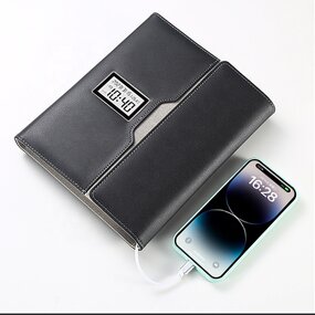 Leather Electric Clock Notebook Manufacturer - 2023 New Arrival Customized A5 Powerbank Gift Set 10W Output Chargeable