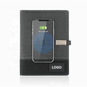 PU Leather Agenda Organizer Manufacturer - A5 Size Built-in Wireless Charger Power Bank for Notebook Diary Planner