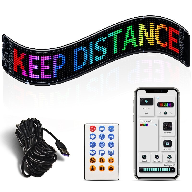 Flexible LED Demon Eye Display Manufacturer - Truck & Car RGB Smart App-Controlled Scrolling Wide Devil Eye Windshield Digital