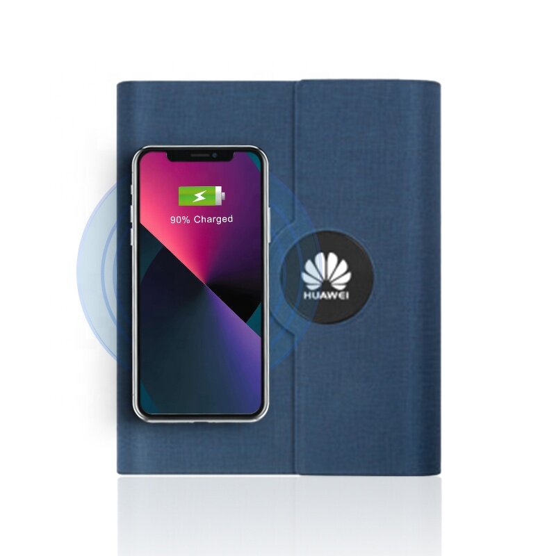 LED Lighting Notebook Manufacturer - Custom Logo 8000mAh Wireless Charging Built-in Power Bank PU Material LI-Polymer Gift Set