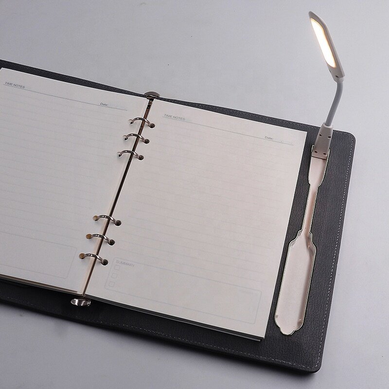 Business Planner Notebook Manufacturer - A5 with LED Reading Lamp PU Cover USB Flash Drive Power Bank Wireless Charging 10W