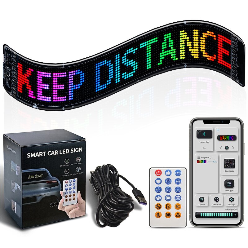 Programmable LED Display Screen Manufacturer - USB 5V RGB Pattern DIY Scrolling Panel Remote Control for Cars Matrix Display