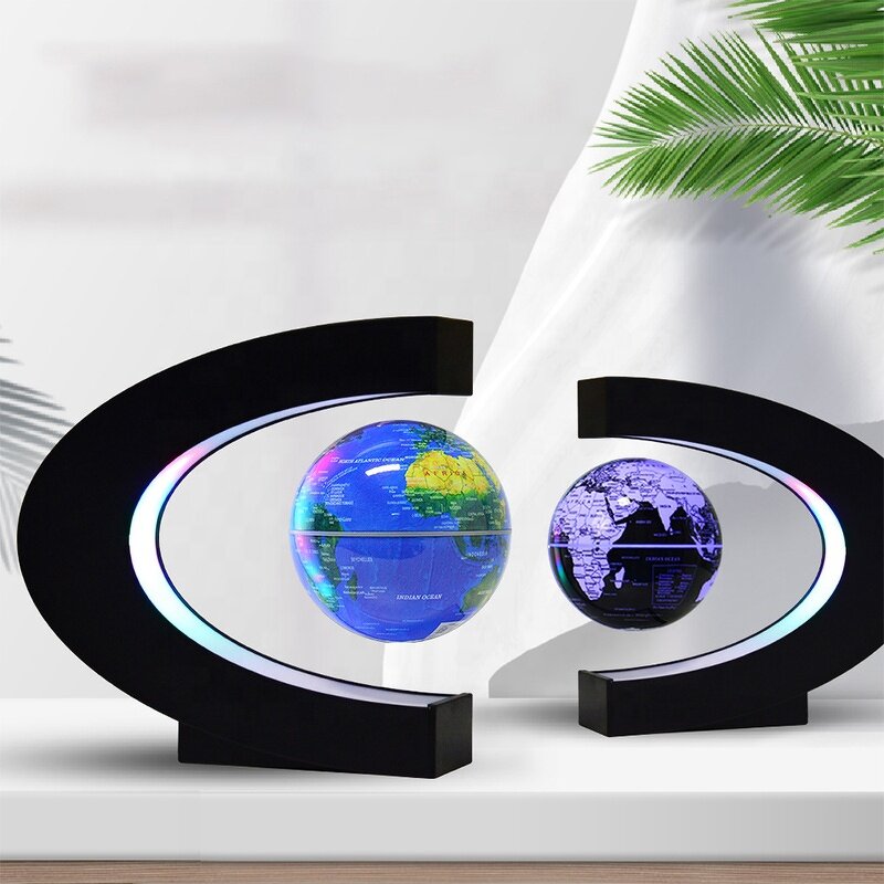 Magnetic Levitation Floating Globe Manufacturer - Wholesale Portable C-Shape with Light Rotating World Map for Home Decoration