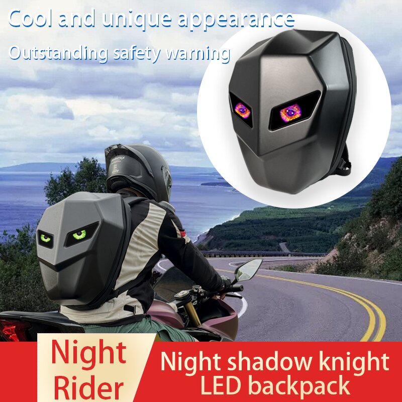 LED Knight Backpack Manufacturer - Dynamic Eyes Display BT App Controlled Battery Powered Text/GIF Animation Lightweight Park