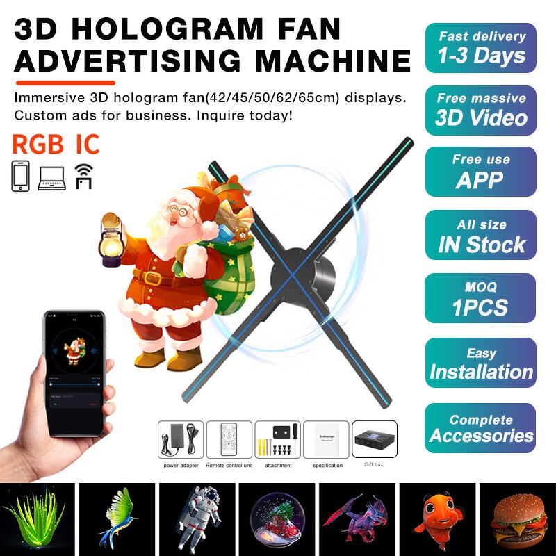 3D Hologram LED Fan Manufacturer - 42-65cm Sync Stand Indoor Advertising Equipment Projector Display OEM
