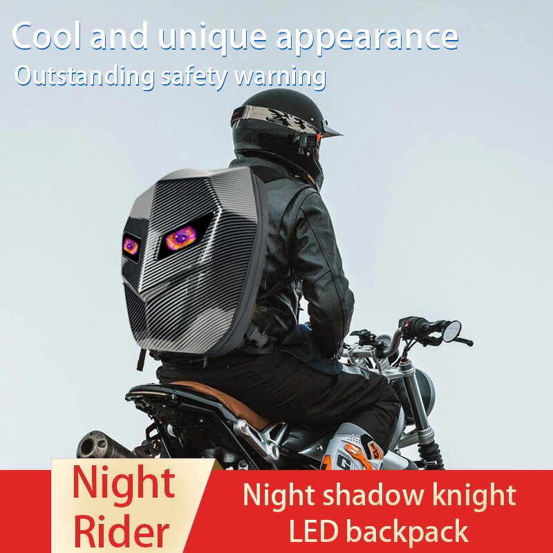 LED Knight Backpack Manufacturer - Hot Fashion Men's Black Waterproof Hard Shell Motorcycle Saddlebags with DIY Display Eyes